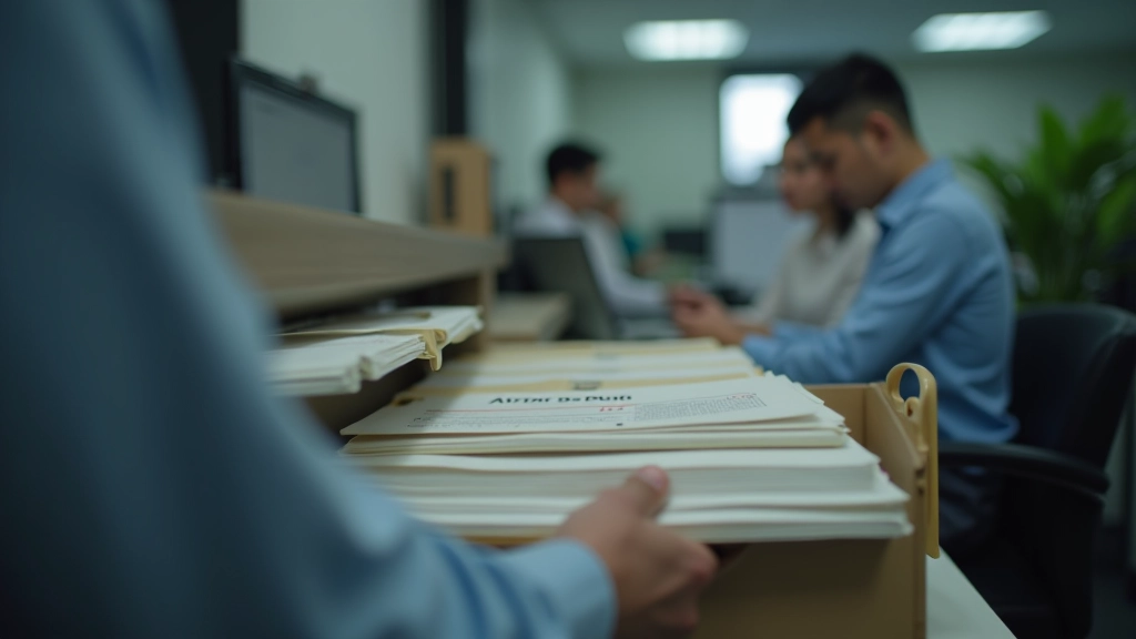 Organized filing system with labeled payroll folders and digital record storage