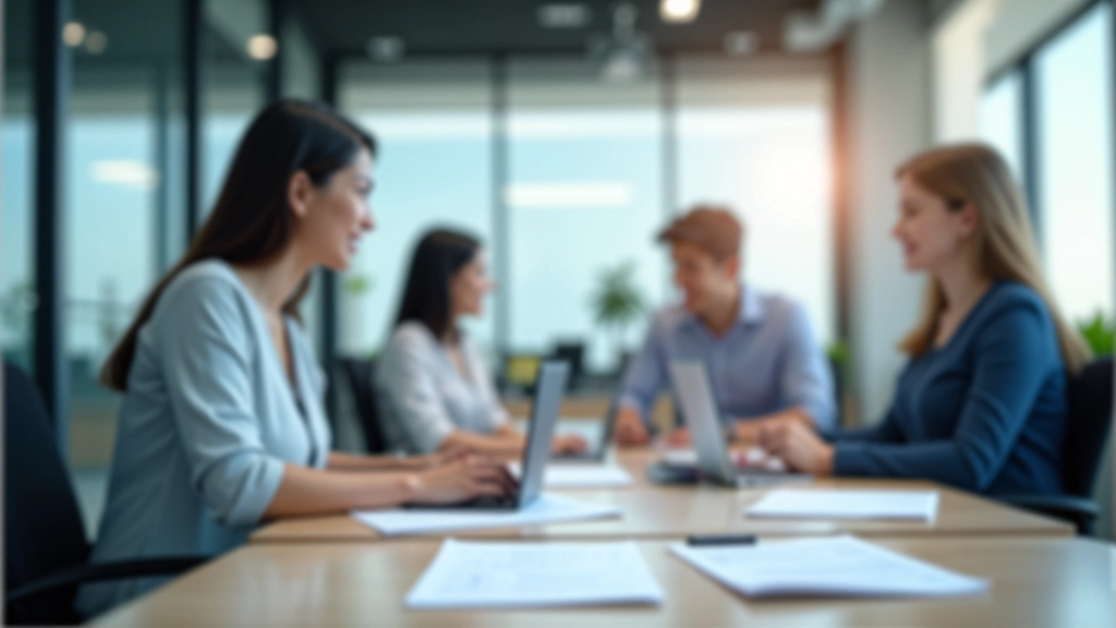 Professional payroll accounting team working at modern office desks