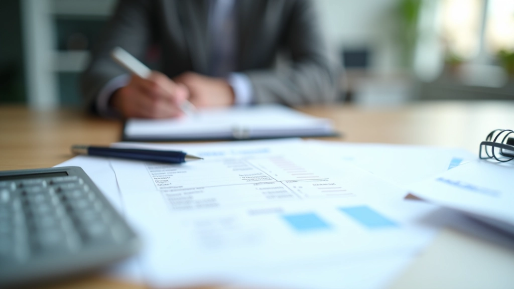 Tax compliance document with checklist and calculator on accounting desk