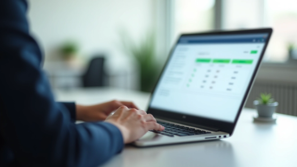 Person using payroll management software on computer screen with employee data